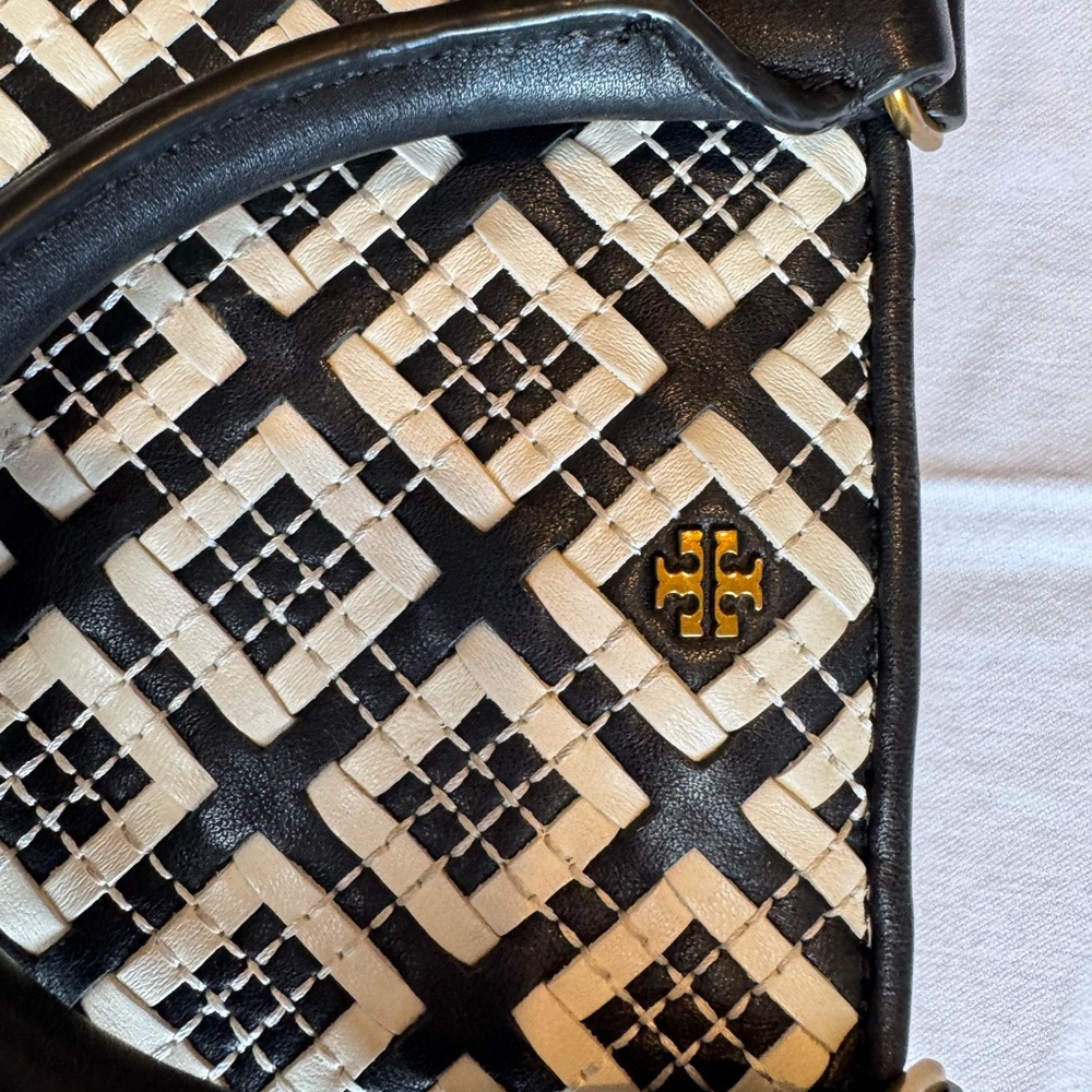 Tory Burch Black Fabric with Gold Logo Accent
